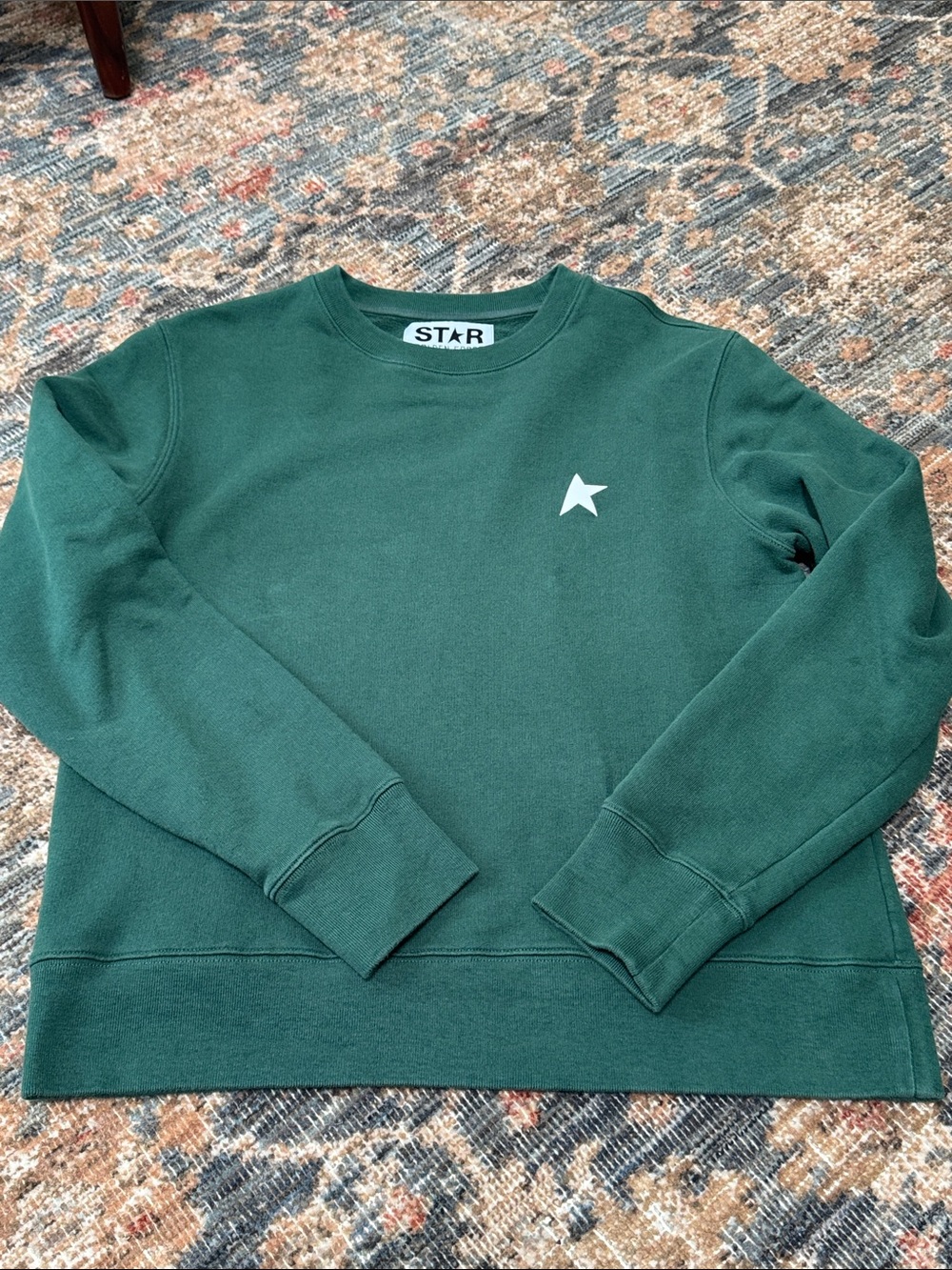 Golden Goose Athena Star Crewneck Sweatshirt Green Women’s Large 100% Cotton